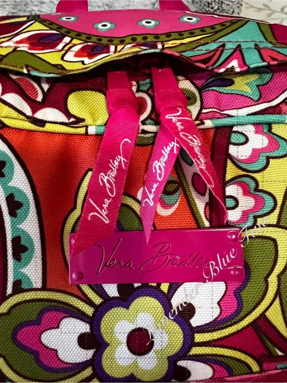 VERA BRADLEY Pink Swirls 2014 Lighten Up Essential Backpack Green Paisley Floral - Picture 7 of 17
